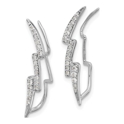 14K White Gold 1/3 ct tw Diamond Lightning Ear Climbers Threader Earrings – view 2