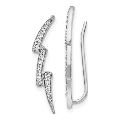 14K White Gold 1/3 ct tw Diamond Lightning Ear Climbers Threader Earrings