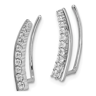 14K White Gold 1/3 ct tw Diamond Graduated Ear Climbers Threader Earrings – view 3