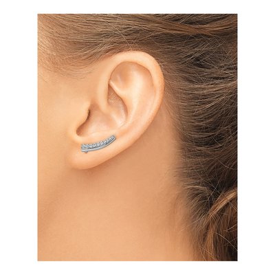 14K White Gold 1/3 ct tw Diamond Graduated Ear Climbers Threader Earrings – view 4