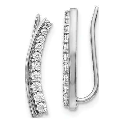 14K White Gold 1/3 ct tw Diamond Graduated Ear Climbers Threader Earrings