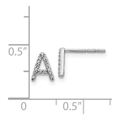 14K White Gold 0.09 ct tw 0.8mm Round Diamond Initial A Stud Earrings – view 4