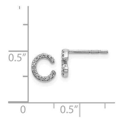 14K White Gold 0.09 ct tw 0.8mm Round Diamond Initial C Stud Earrings – view 4