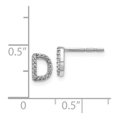 14K White Gold 1/10 ct tw 0.9mm Round Diamond Initial D Stud Earrings – view 4