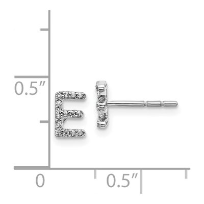 14K White Gold 1/10 ct tw 0.9mm Round Diamond Initial E Stud Earrings – view 5