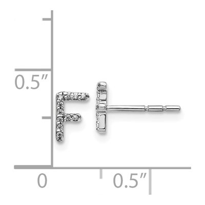 14K White Gold 1/15 ct tw 0.8mm Round Diamond Initial F Stud Earrings – view 4