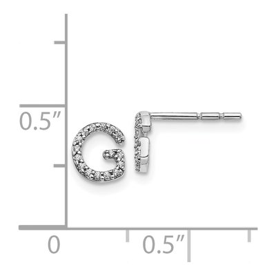 14K White Gold 1/10 ct tw 0.8mm Round Diamond Initial G Stud Earrings – view 4