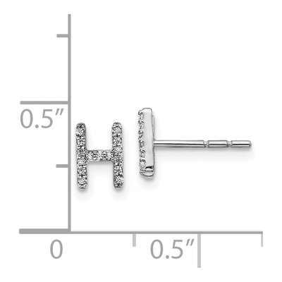 14K White Gold 0.09 ct tw 0.8mm Round Diamond Initial H Stud Earrings – view 5