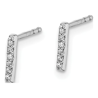 14K White Gold 0.8mm Round Diamond Initial I Stud Earrings – view 2
