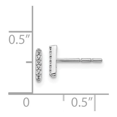 14K White Gold 0.8mm Round Diamond Initial I Stud Earrings – view 4