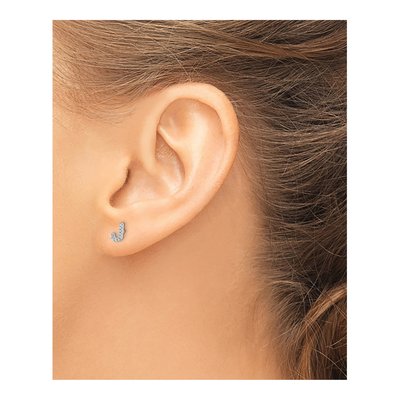 14K White Gold 1/20 ct tw 0.8mm Round Diamond Initial J Stud Earrings – view 3