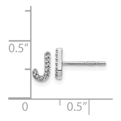 14K White Gold 1/20 ct tw 0.8mm Round Diamond Initial J Stud Earrings – view 4