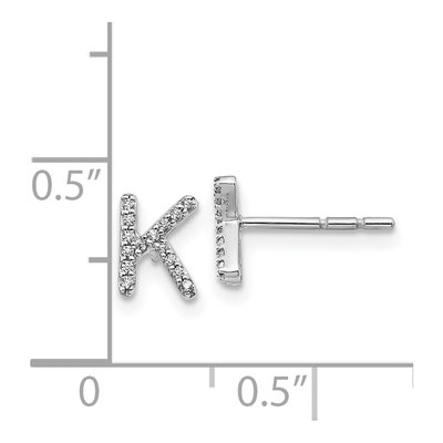 14K White Gold 0.09 ct tw 0.8mm Round Diamond Initial K Stud Earrings – view 4