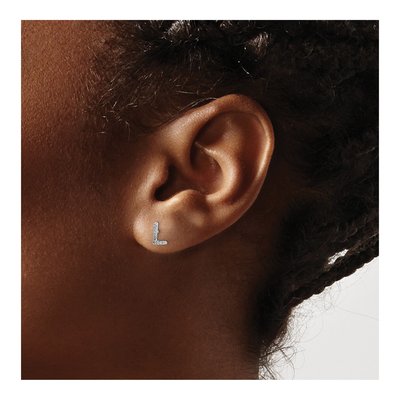 14K White Gold 1/20 ct tw 0.8mm Round Diamond Initial L Stud Earrings – view 3