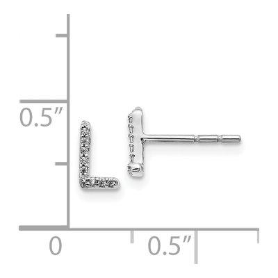 14K White Gold 1/20 ct tw 0.8mm Round Diamond Initial L Stud Earrings – view 4