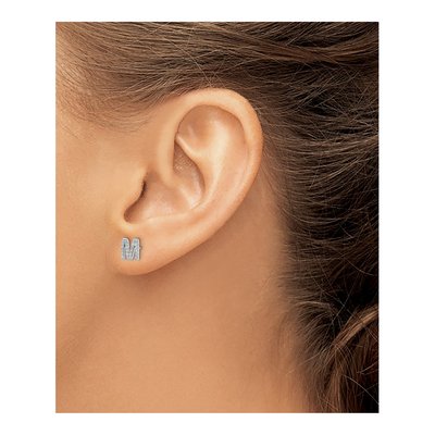 14K White Gold 1/7 ct tw 0.9mm Round Diamond Initial M Stud Earrings – view 4