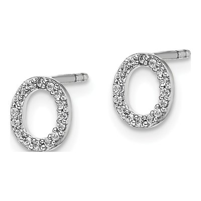 14K White Gold 1/10 ct tw 0.8mm Round Diamond Initial O Stud Earrings – view 2