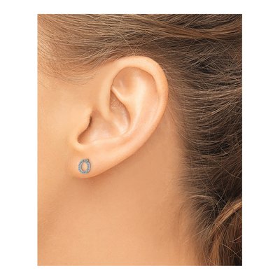 14K White Gold 1/10 ct tw 0.8mm Round Diamond Initial O Stud Earrings – view 3
