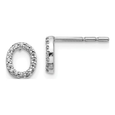 14K White Gold 1/10 ct tw 0.8mm Round Diamond Initial O Stud Earrings