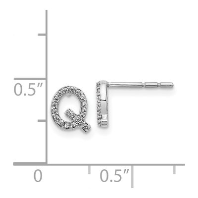 14K White Gold 0.11 ct tw 0.8mm Round Diamond Initial Q Stud Earrings – view 5