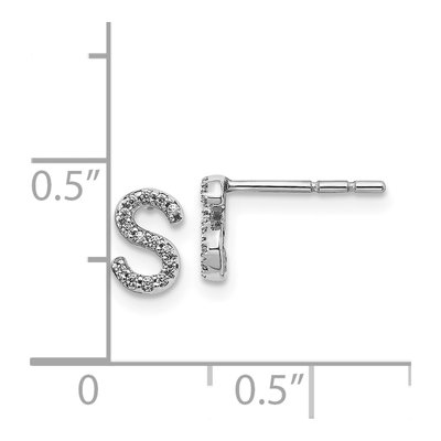 14K White Gold 0.08 ct tw 0.8mm Round Diamond Initial S Stud Earrings – view 4