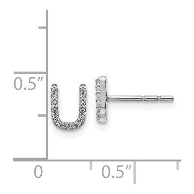 14K White Gold 0.08 ct tw 0.8mm Round Diamond Initial U Stud Earrings – view 5