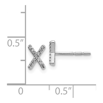 14K White Gold 1/15 ct tw 0.8mm Round Diamond Initial X Stud Earrings – view 5