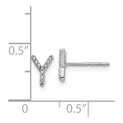 14K White Gold 1/20 ct tw 0.8mm Round Diamond Initial Y Stud Earrings – view 5