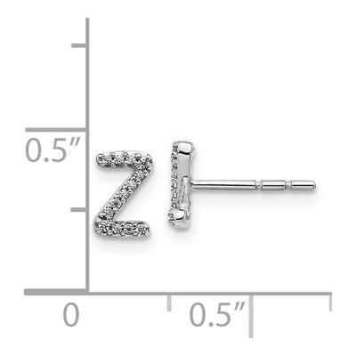 14K White Gold 0.08 ct tw 0.9mm Round Diamond Initial Z Stud Earrings – view 5
