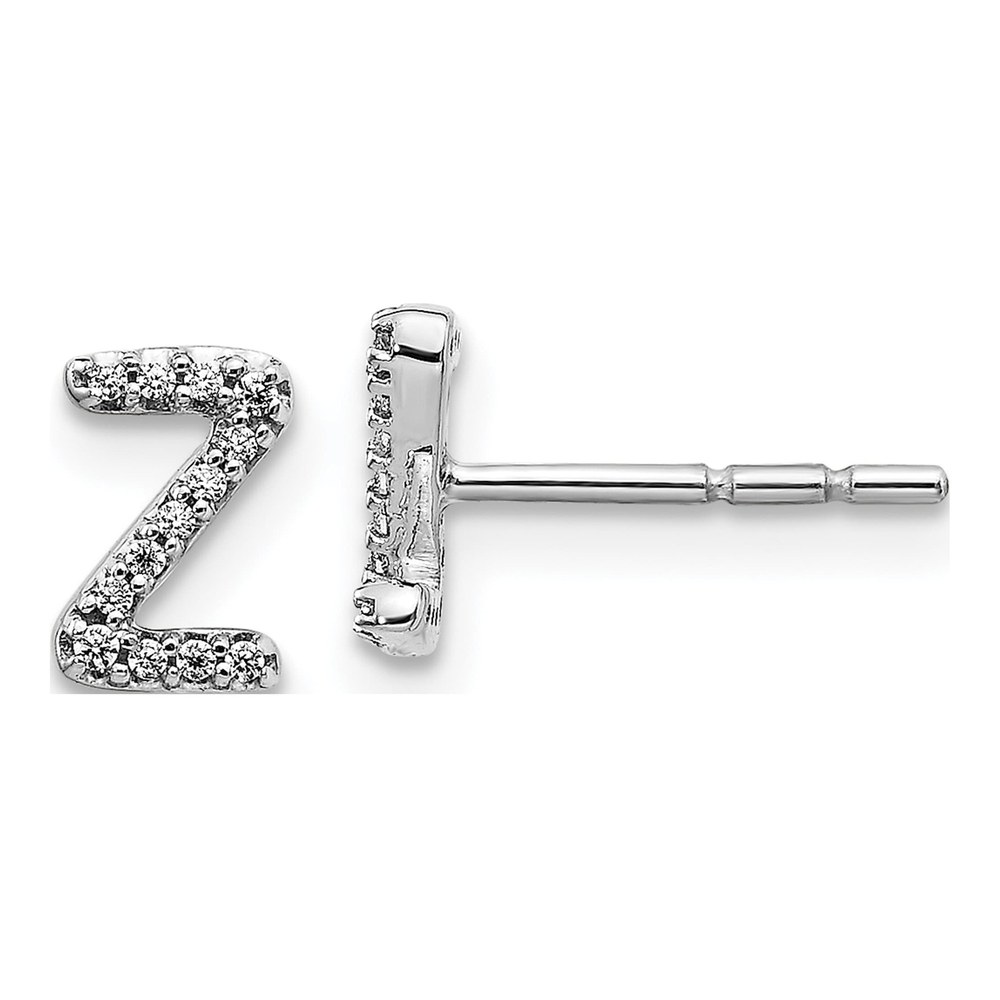 14K White Gold Diamond Initial Z Earrings