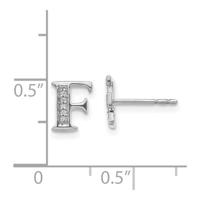 14K White Gold 0.8mm Round Diamond Initial F Stud Earrings – view 5