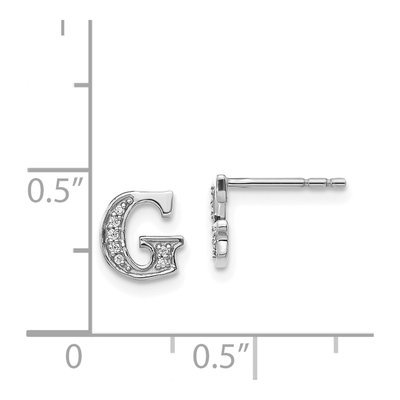 14K White Gold 0.9mm Round Diamond Initial G Stud Earrings – view 5