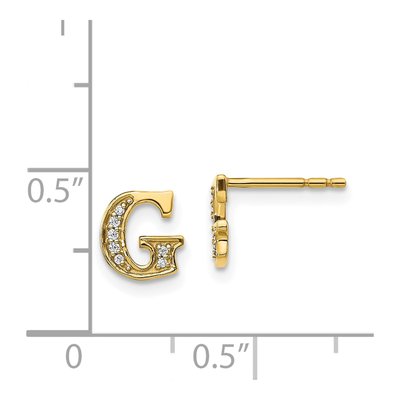14K Yellow Gold 0.9mm Round Diamond Initial G Stud Earrings – view 5
