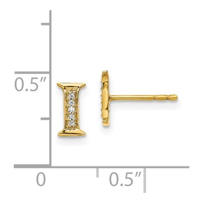 14K Yellow Gold 0.8mm Round Diamond Initial I Stud Earrings – view 4