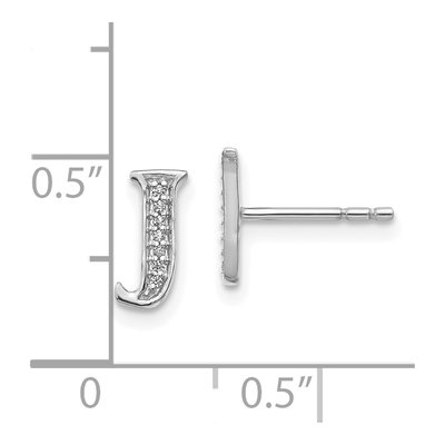 14K White Gold 0.8mm Round Diamond Initial J Stud Earrings – view 4
