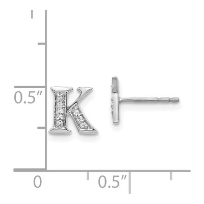 14K White Gold 1/20 ct tw 0.9mm Round Diamond Initial K Stud Earrings – view 4