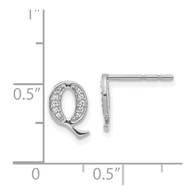 14K White Gold 1/15 ct tw 0.9mm Round Diamond Initial Q Stud Earrings – view 5