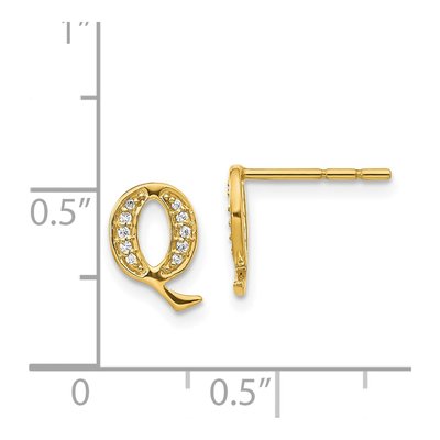 14K Yellow Gold 1/15 ct tw 0.9mm Round Diamond Initial Q Stud Earrings – view 5