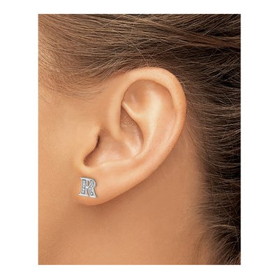 14K White Gold 0.08 ct tw 0.9mm Round Diamond Initial R Stud Earrings – view 3