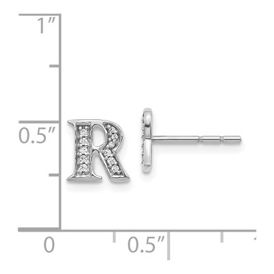 14K White Gold 0.08 ct tw 0.9mm Round Diamond Initial R Stud Earrings – view 4