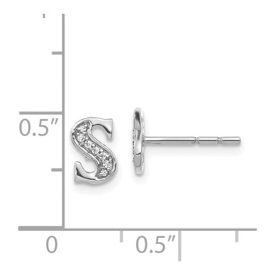 14K White Gold 1/20 ct tw 0.9mm Round Diamond Initial S Stud Earrings – view 4