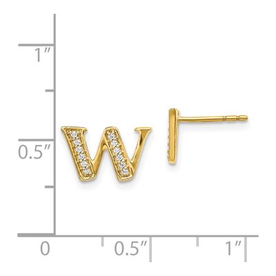 14K Yellow Gold 1/10 ct tw 0.9mm Round Diamond Initial W Stud Earrings – view 5