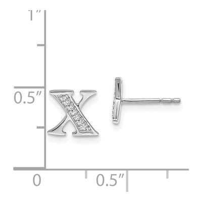 14K White Gold 0.8mm Round Diamond Initial X Stud Earrings – view 5