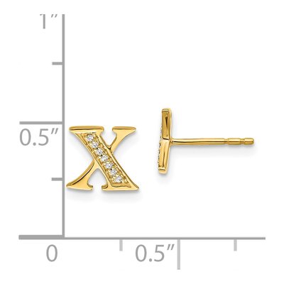 14K Yellow Gold 0.8mm Round Diamond Initial X Stud Earrings – view 5