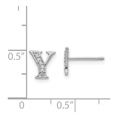 14K White Gold 0.8mm Round Diamond Initial Y Stud Earrings – view 5