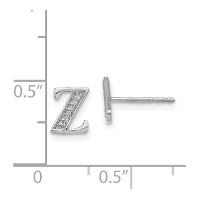 14K White Gold 0.8mm Round Diamond Initial Z Stud Earrings – view 5