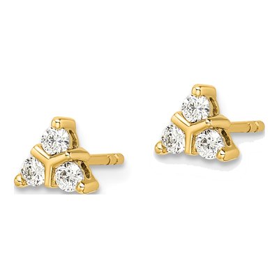 14K Yellow Gold 1/4 ct tw 2.1mm Round Diamond Triangle Stud Earrings – view 2