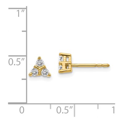 14K Yellow Gold 1/4 ct tw 2.1mm Round Diamond Triangle Stud Earrings – view 4