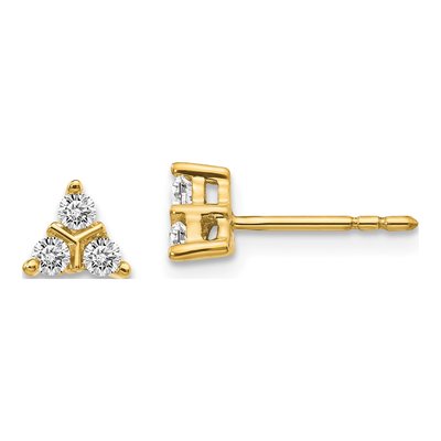 14K Yellow Gold 1/4 ct tw 2.1mm Round Diamond Triangle Stud Earrings