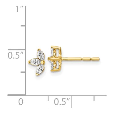 14K Yellow Gold 3-Stone Marquise Diamond Post Earrings – view 3